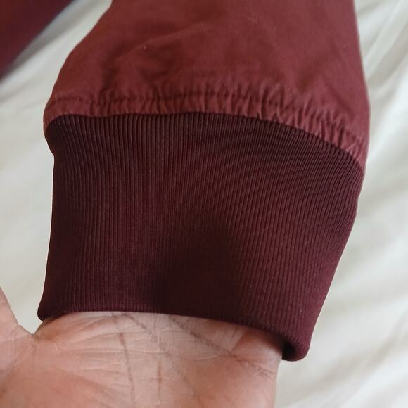 Jack Spade Men’s Bomber Jacket Large Burgundy Full Zip Ribbed Cuffs Casual Coat - Picture 7 of 16